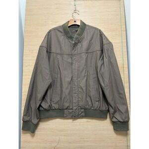 David Taylor Mens Vintage Bomber Jacket Brown Olive Green L Western Yoke Zip Up